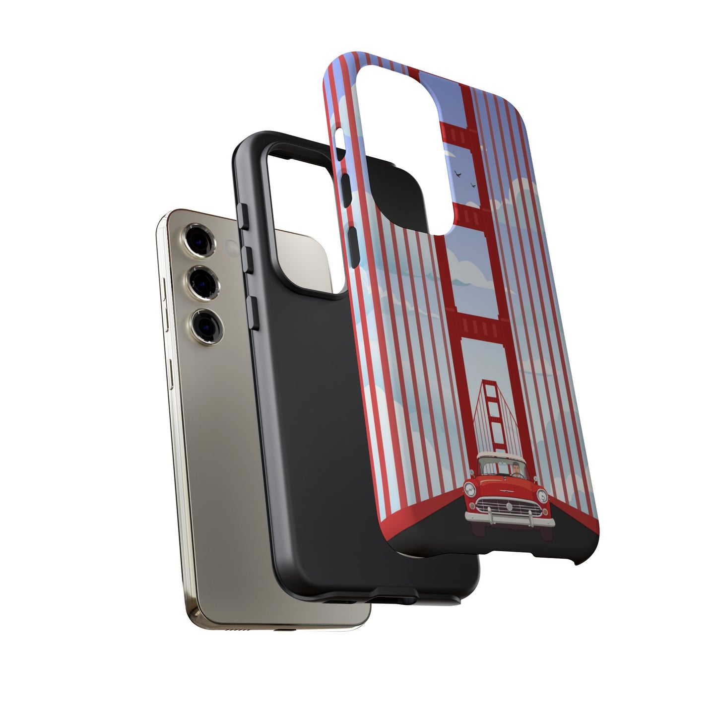 Golden Gate Vintage Car Phone Case — San Francisco Bridge Protective Cover