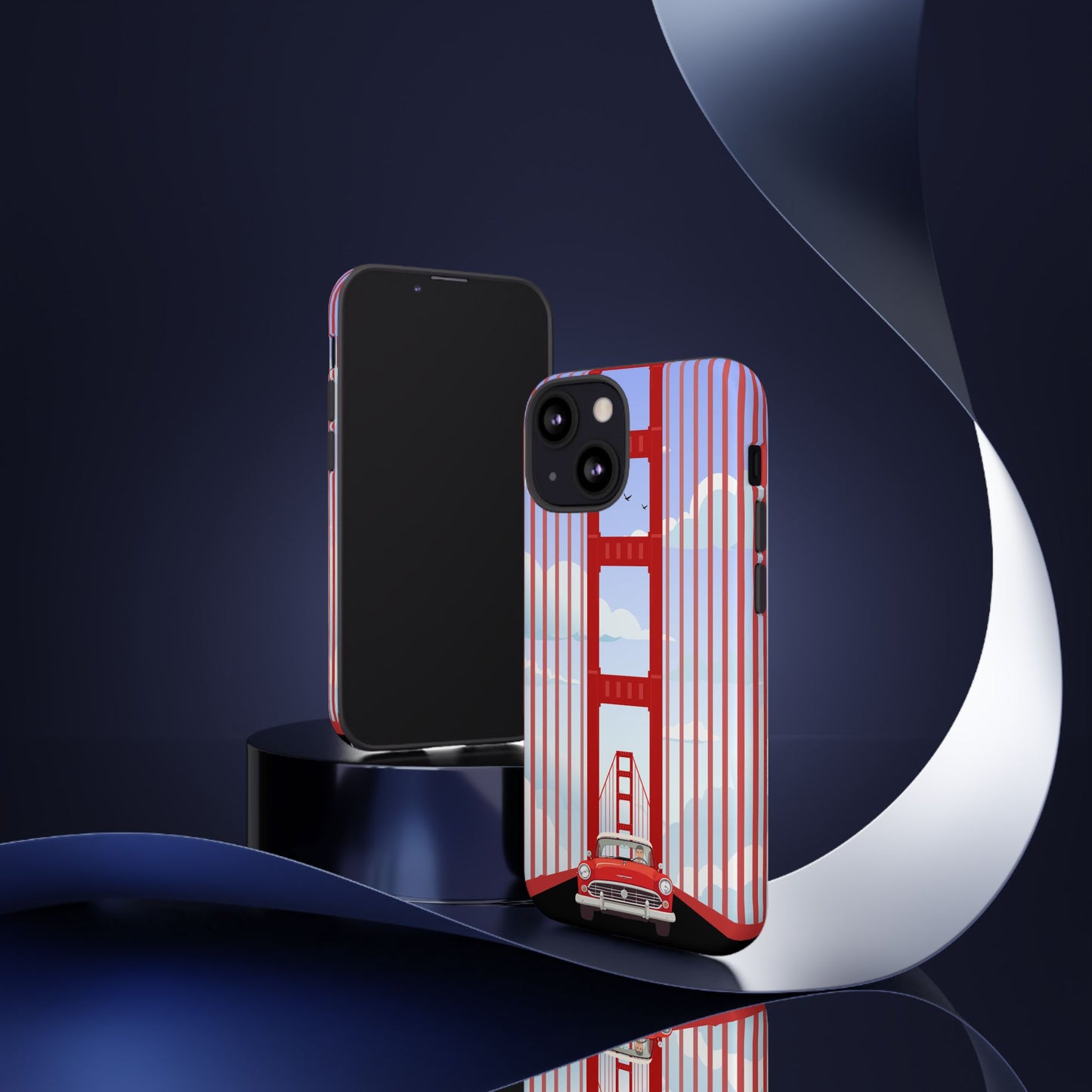 Golden Gate Vintage Car Phone Case — San Francisco Bridge Protective Cover