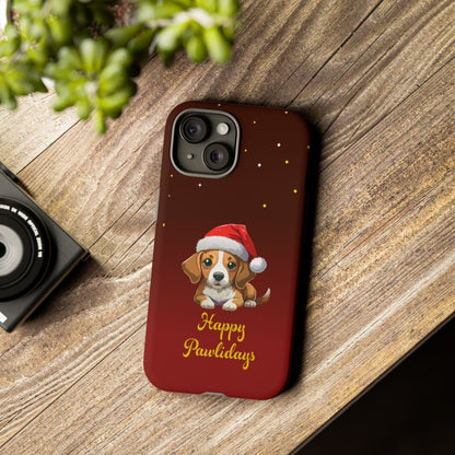 Festive Dog Phone Case - Happy Pawlidays Holiday Design