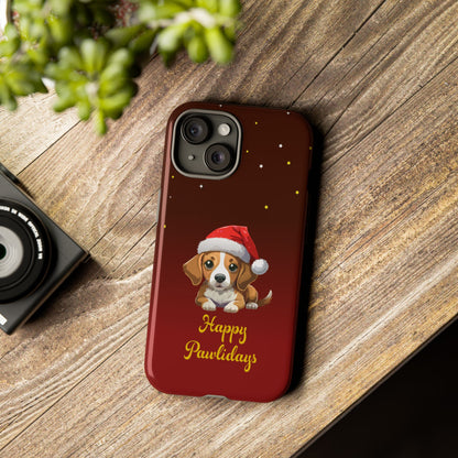 Festive Dog Phone Case - Happy Pawlidays Holiday Design