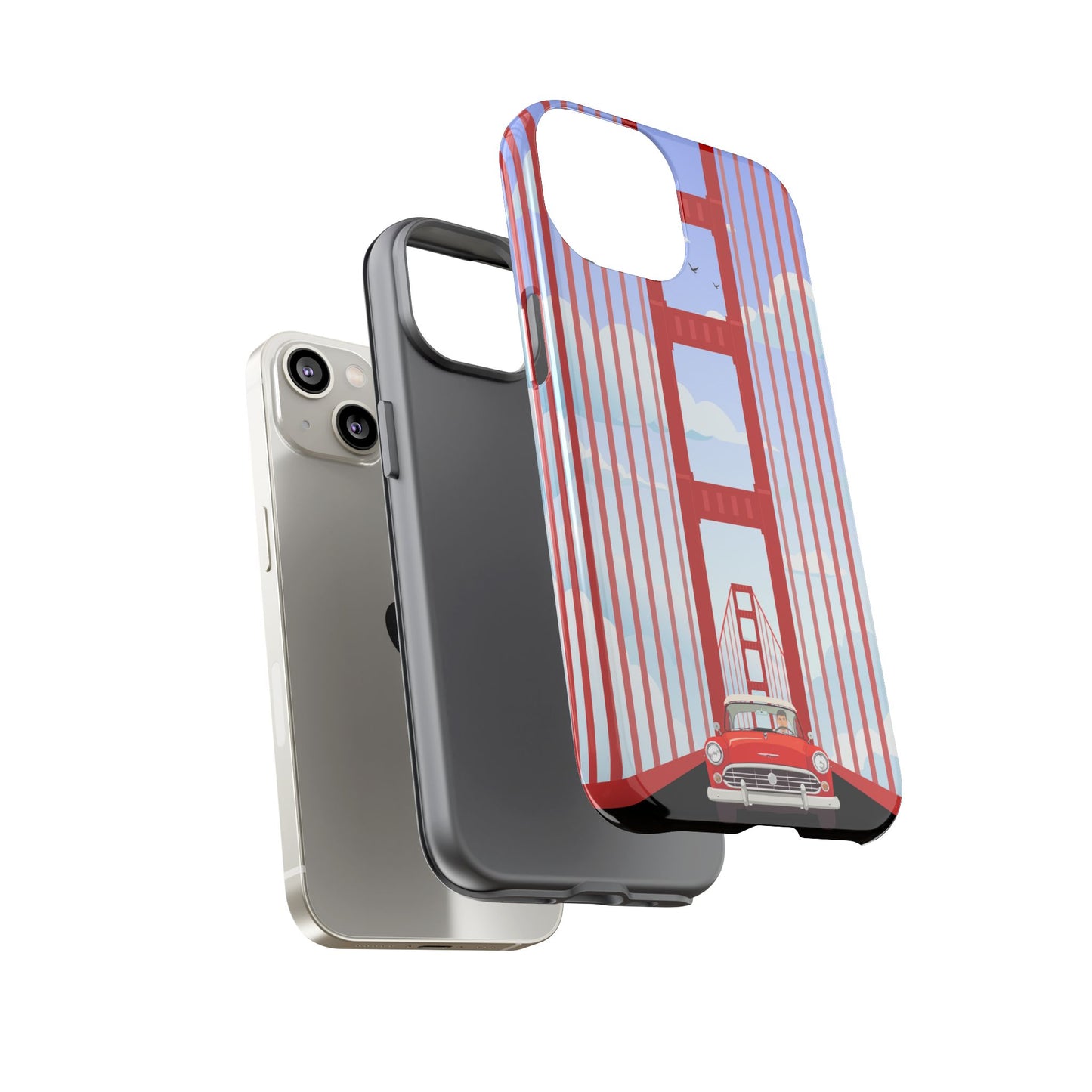 Golden Gate Vintage Car Phone Case — San Francisco Bridge Protective Cover