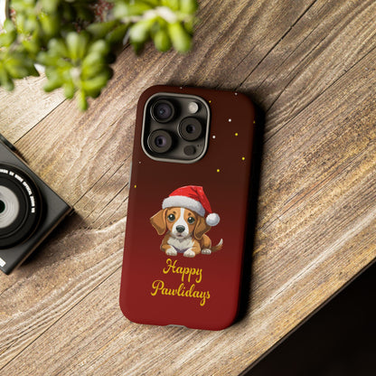 Festive Dog Phone Case - Happy Pawlidays Holiday Design