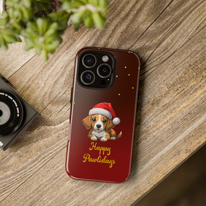 Festive Dog Phone Case - Happy Pawlidays Holiday Design