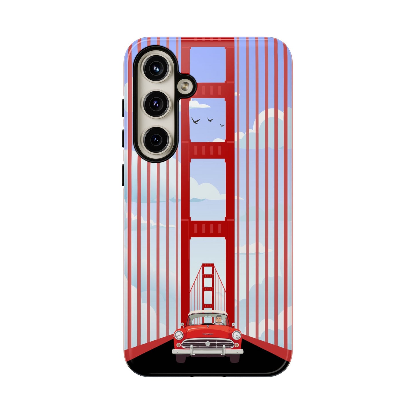 Golden Gate Vintage Car Phone Case — San Francisco Bridge Protective Cover