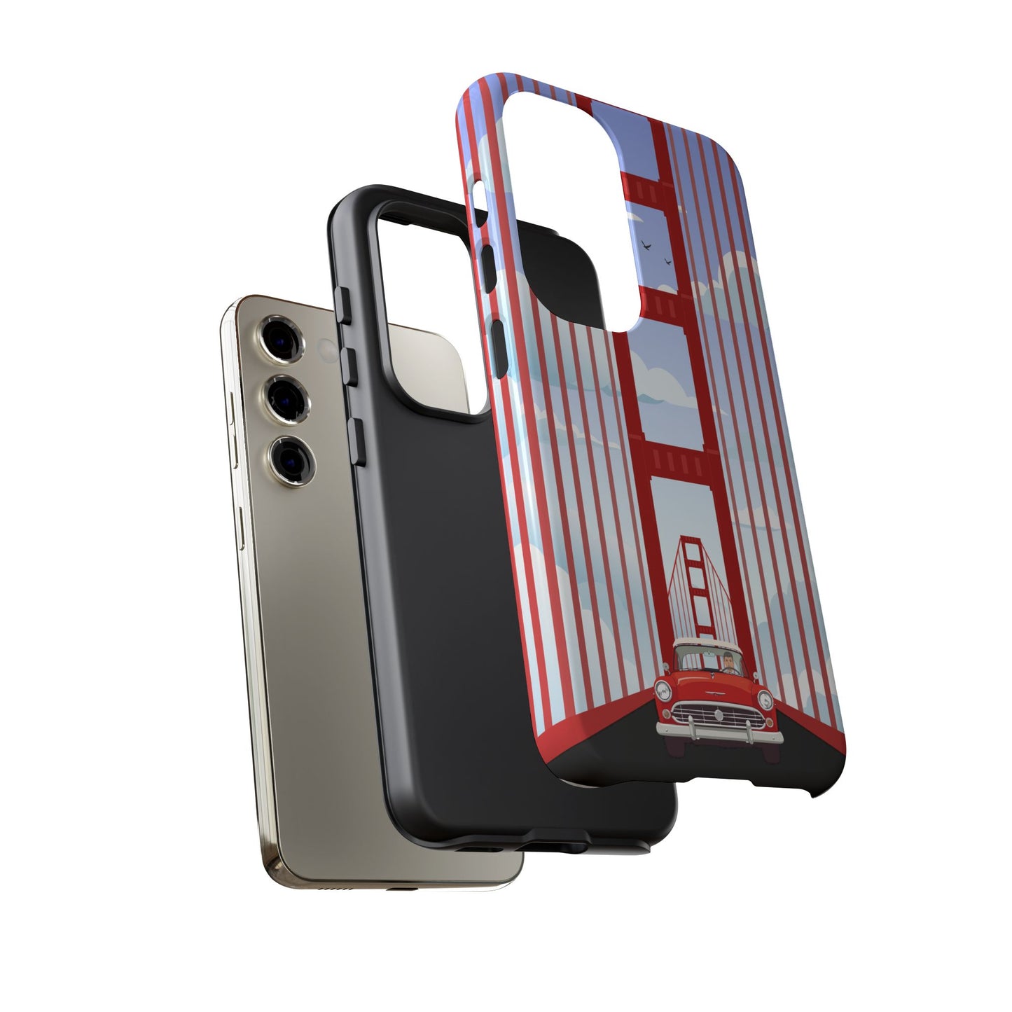 Golden Gate Vintage Car Phone Case — San Francisco Bridge Protective Cover