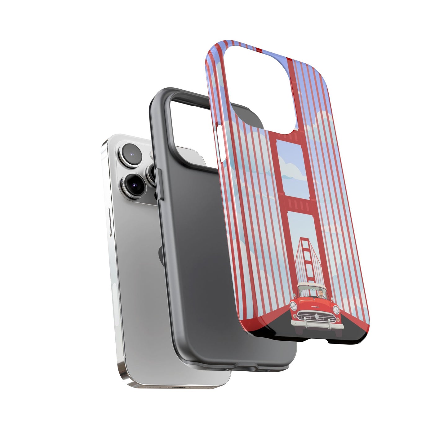 Golden Gate Vintage Car Phone Case — San Francisco Bridge Protective Cover