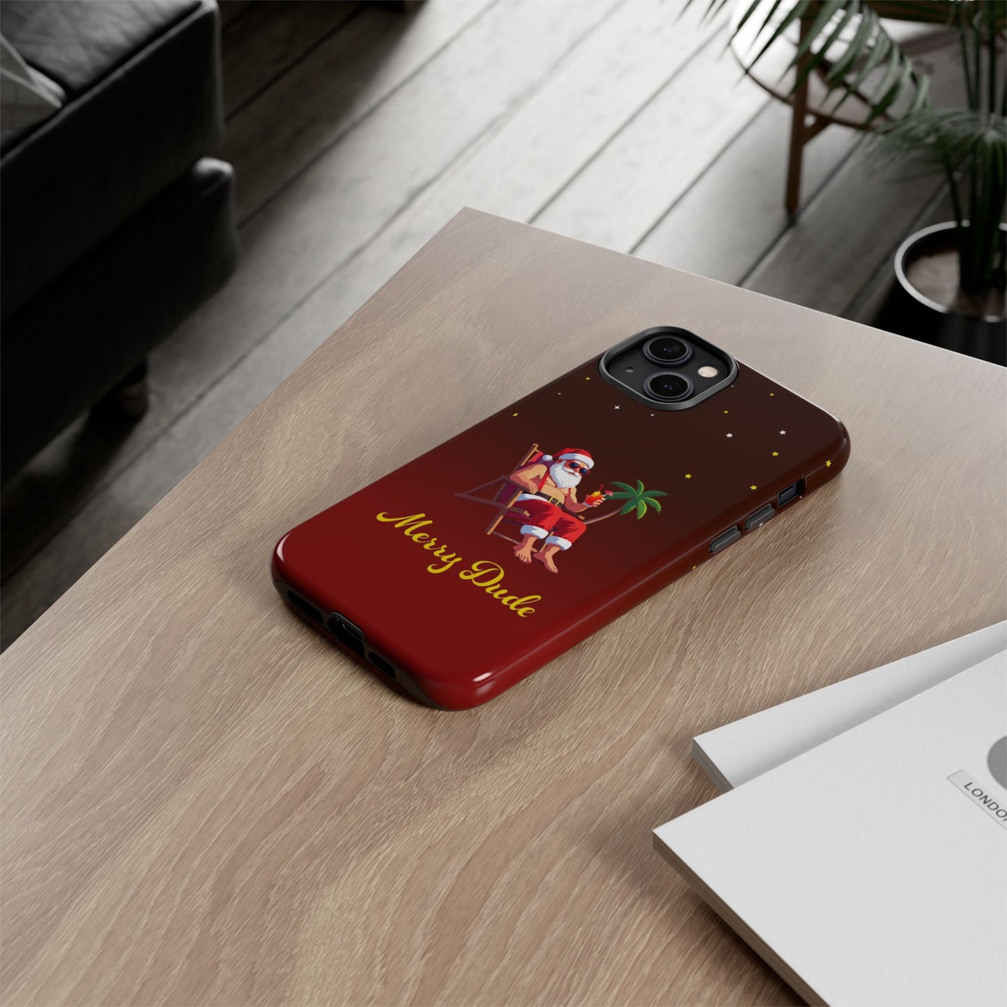 "Merry Dude" Santa on Beach Holiday Phone Case