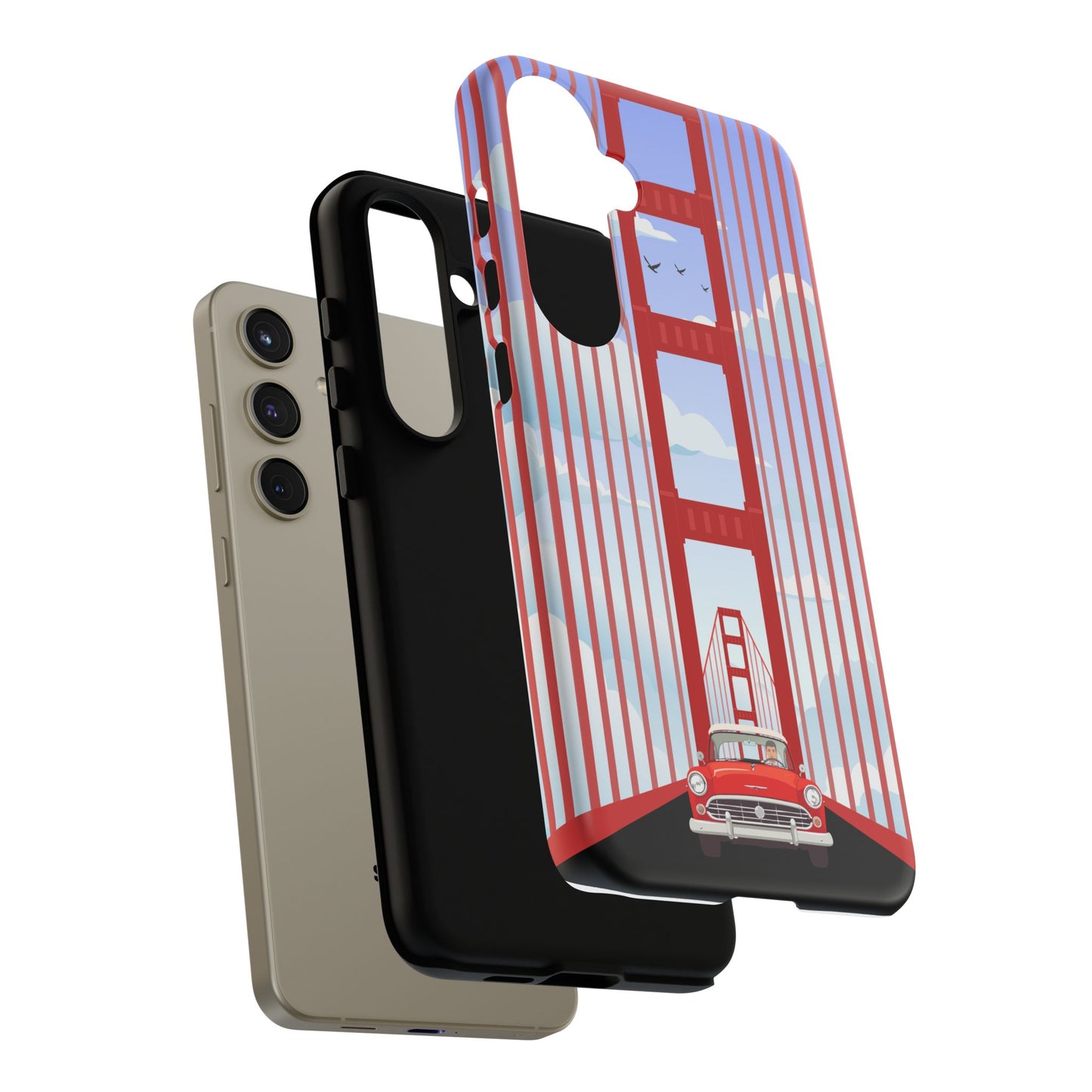 Golden Gate Vintage Car Phone Case — San Francisco Bridge Protective Cover