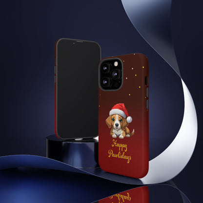Festive Dog Phone Case - Happy Pawlidays Holiday Design