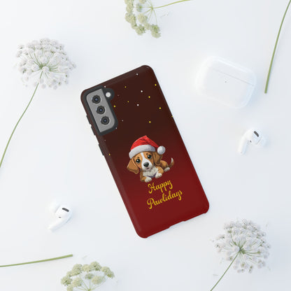 Festive Dog Phone Case - Happy Pawlidays Holiday Design