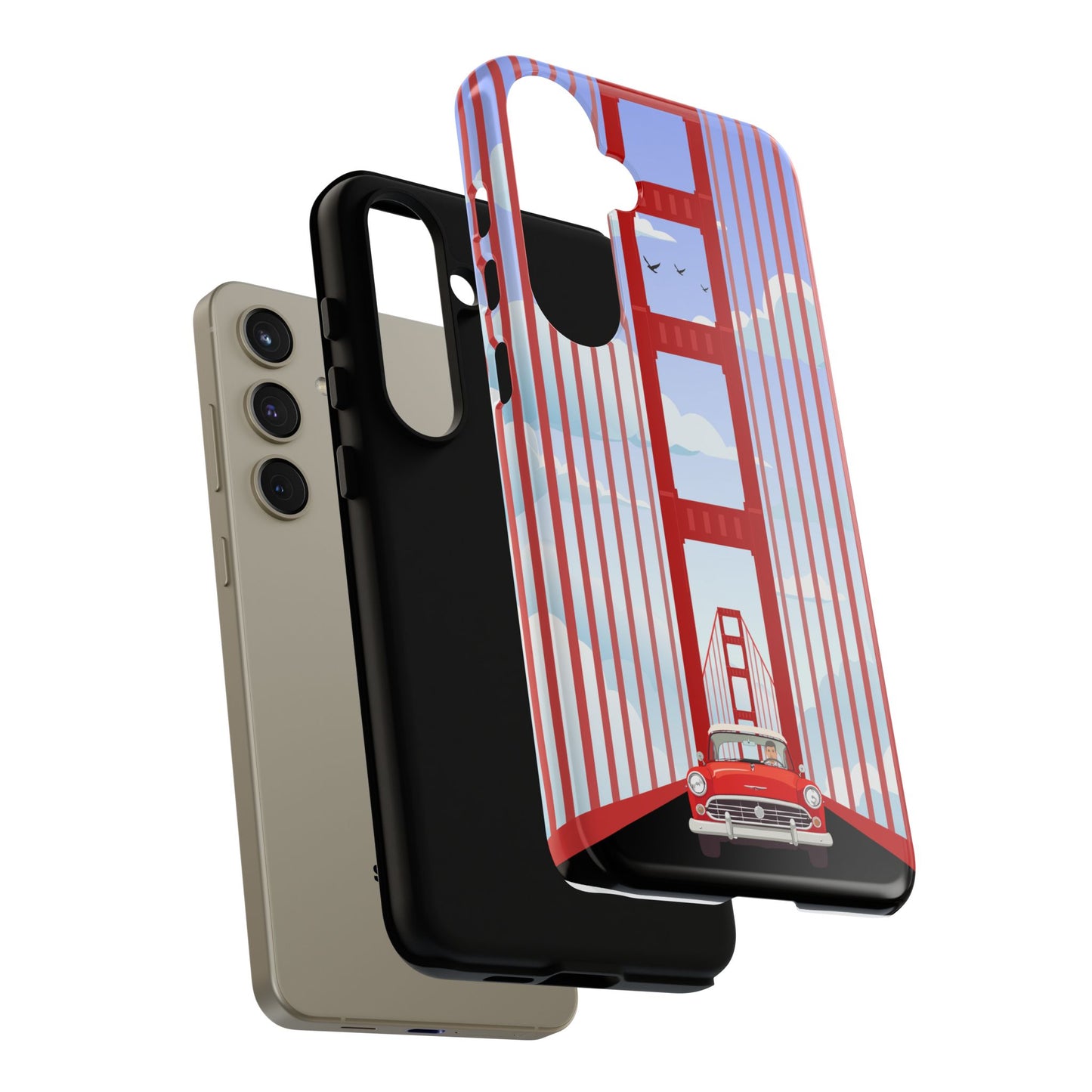 Golden Gate Vintage Car Phone Case — San Francisco Bridge Protective Cover