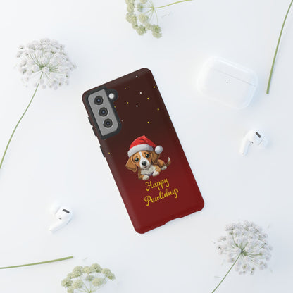 Festive Dog Phone Case - Happy Pawlidays Holiday Design
