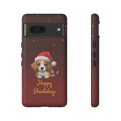 Festive Dog Phone Case - Happy Pawlidays Holiday Design