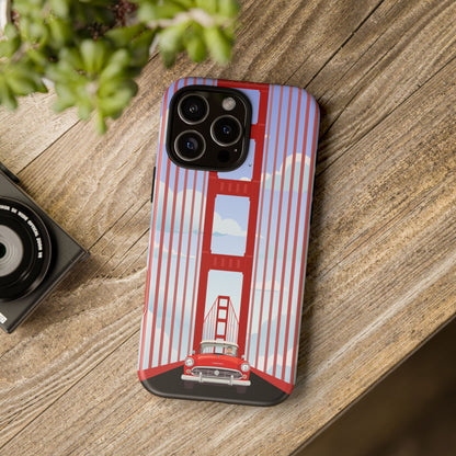 Golden Gate Vintage Car Phone Case — San Francisco Bridge Protective Cover