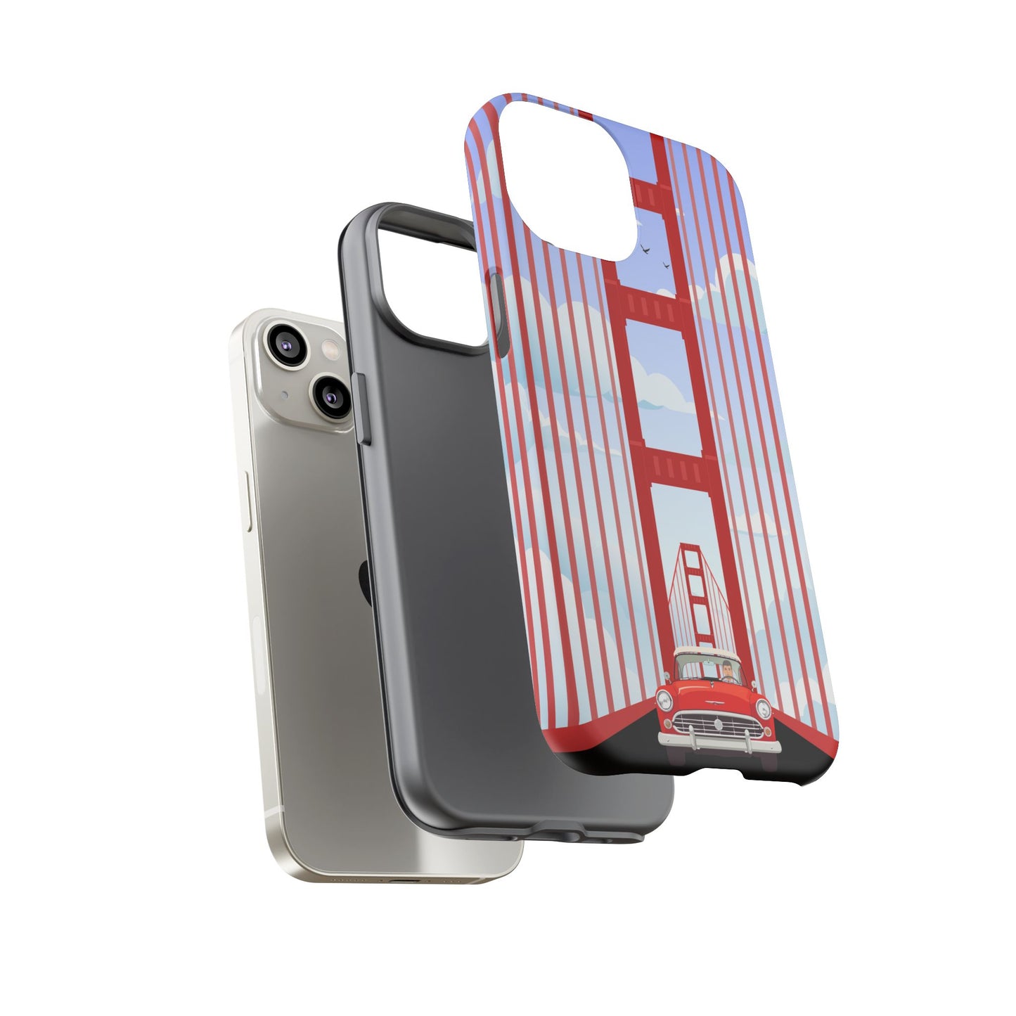 Golden Gate Vintage Car Phone Case — San Francisco Bridge Protective Cover