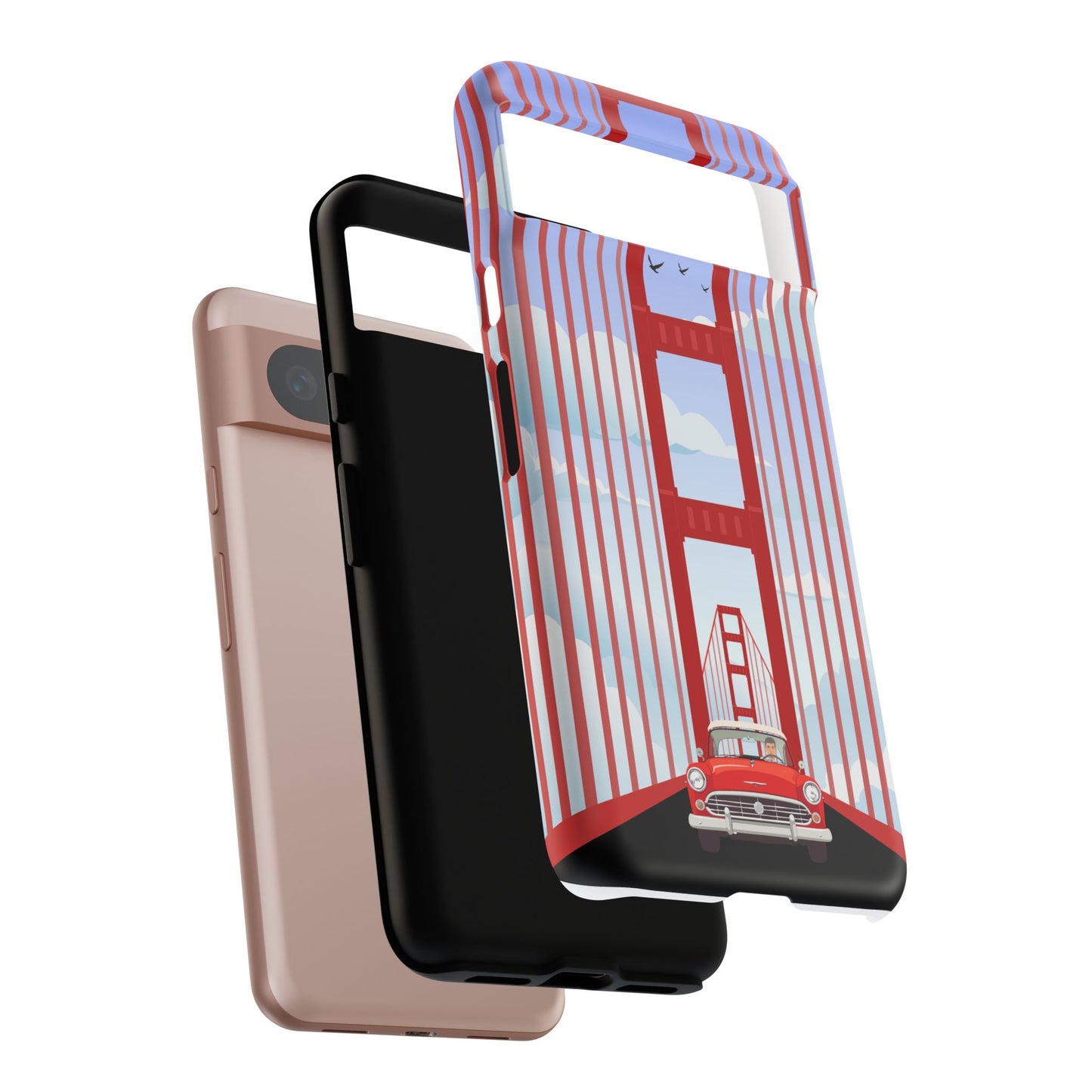 Golden Gate Vintage Car Phone Case — San Francisco Bridge Protective Cover