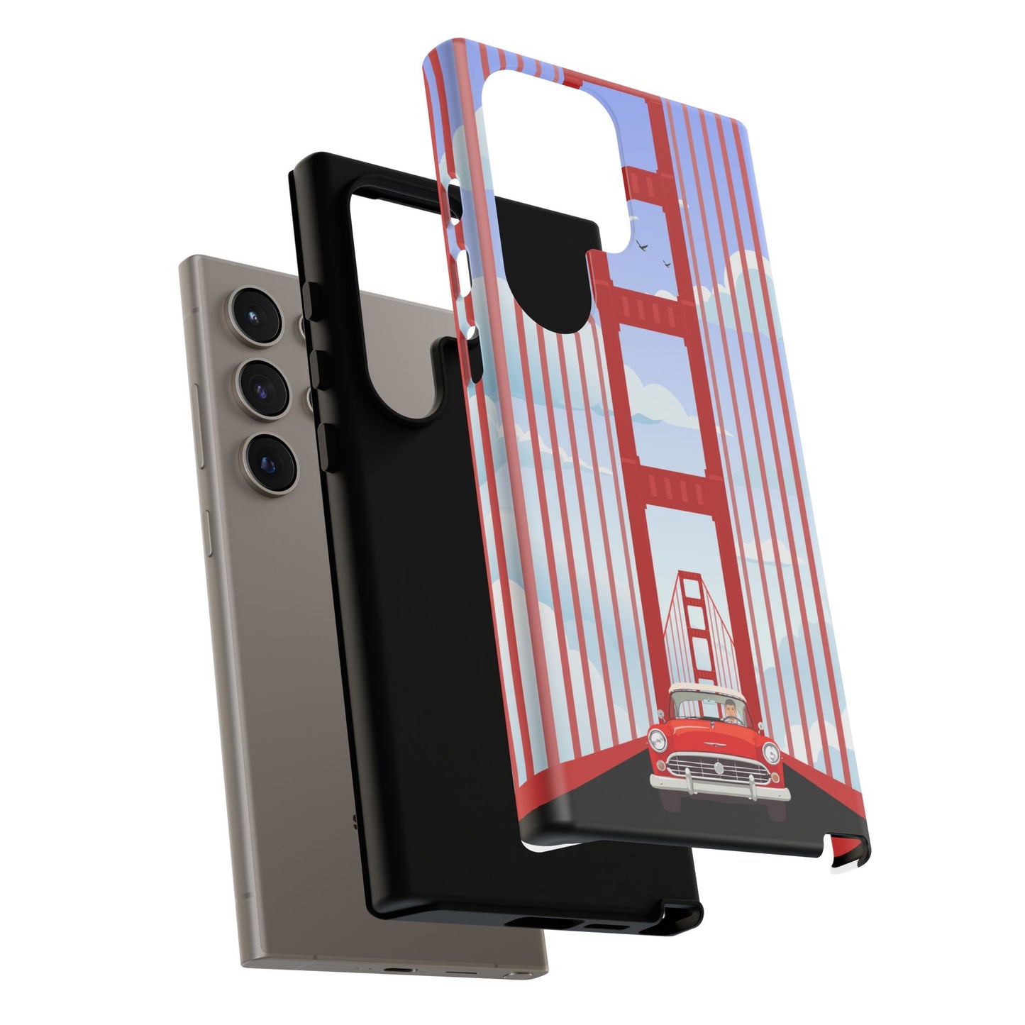 Golden Gate Vintage Car Phone Case — San Francisco Bridge Protective Cover