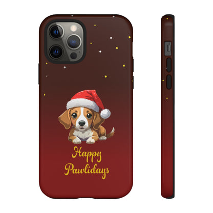 Festive Dog Phone Case - Happy Pawlidays Holiday Design