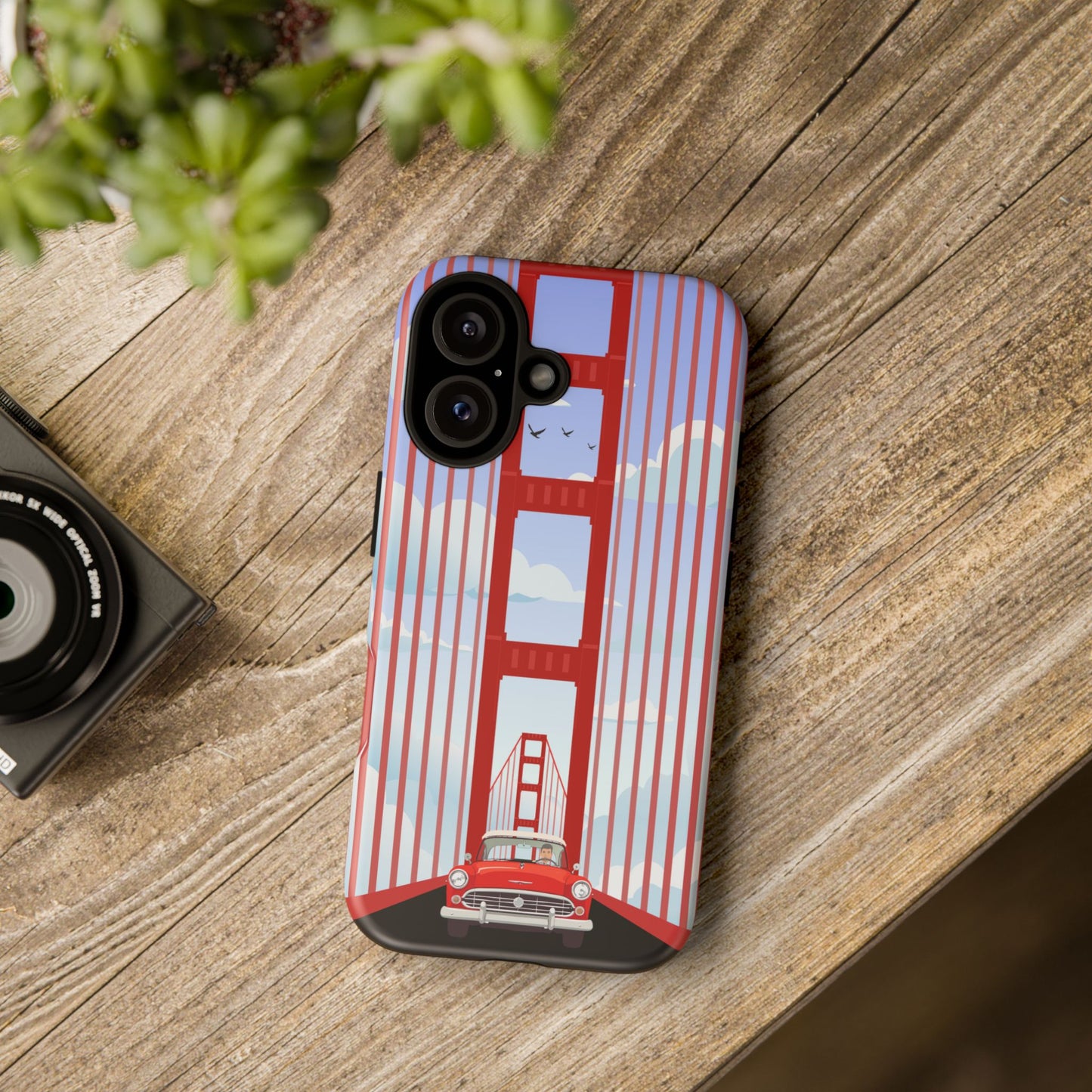 Golden Gate Vintage Car Phone Case — San Francisco Bridge Protective Cover