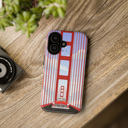 Golden Gate Vintage Car Phone Case — San Francisco Bridge Protective Cover
