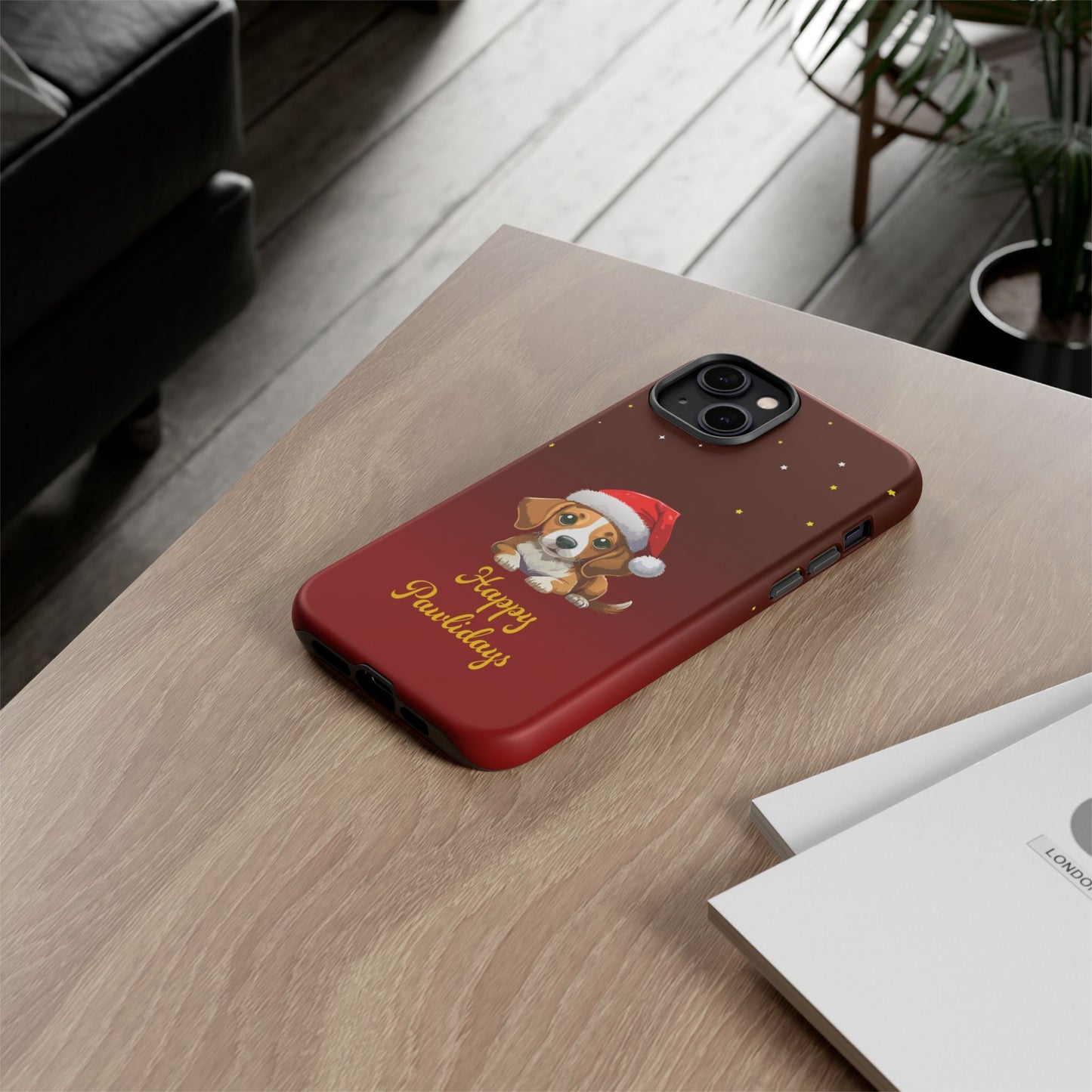 Festive Dog Phone Case - Happy Pawlidays Holiday Design