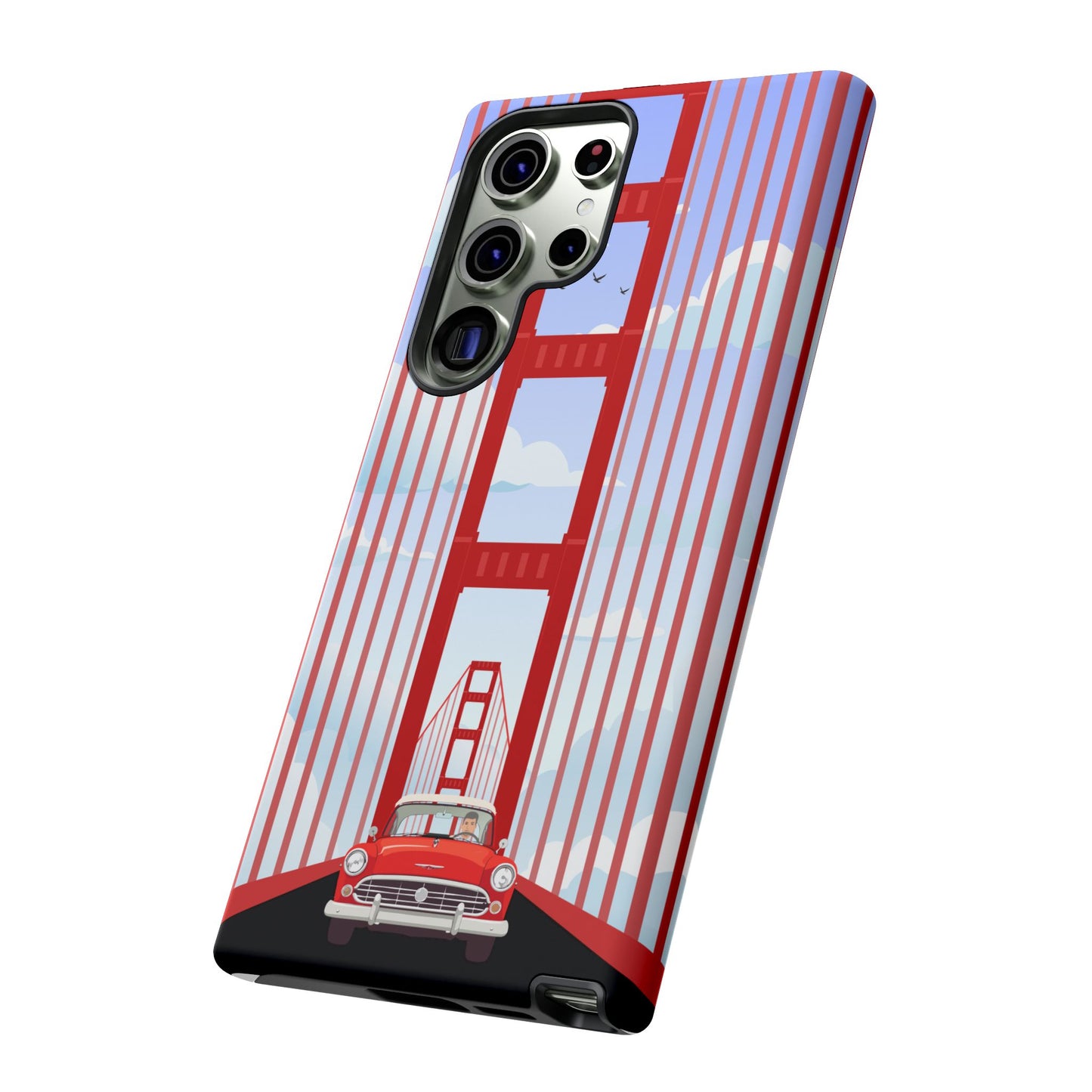 Golden Gate Vintage Car Phone Case — San Francisco Bridge Protective Cover