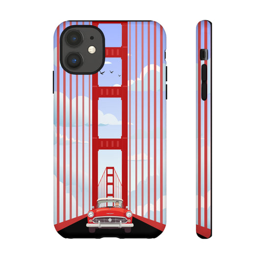 Golden Gate Vintage Car Phone Case — San Francisco Bridge Protective Cover