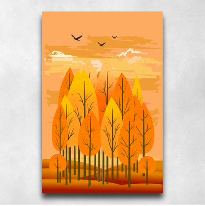 Golden Autumn Forest – Colorful Fall Trees Landscape Nature - Poster