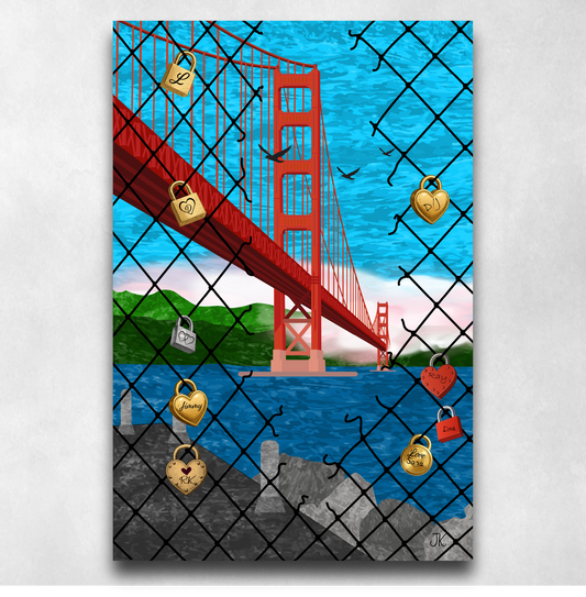 Golden Gate Bridge Love Locks – San Francisco Chain Link Fence Art - Poster