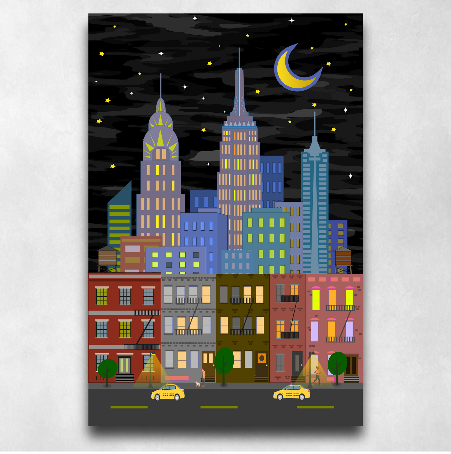 New York City Skyline at Night - Poster