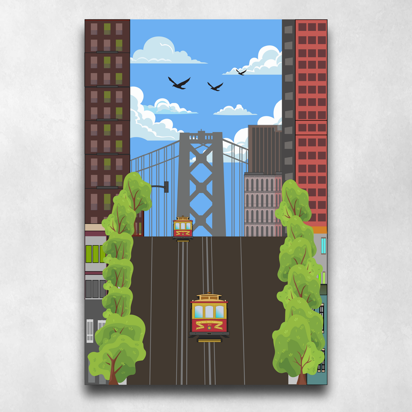 San Francisco Cable Car Street View - Poster