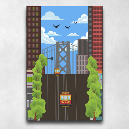 San Francisco Cable Car Street View - Poster