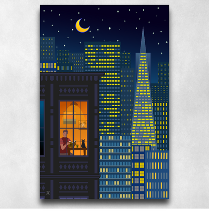 San Francisco Nights: Cozy Lo-Fi City Skyline - Poster