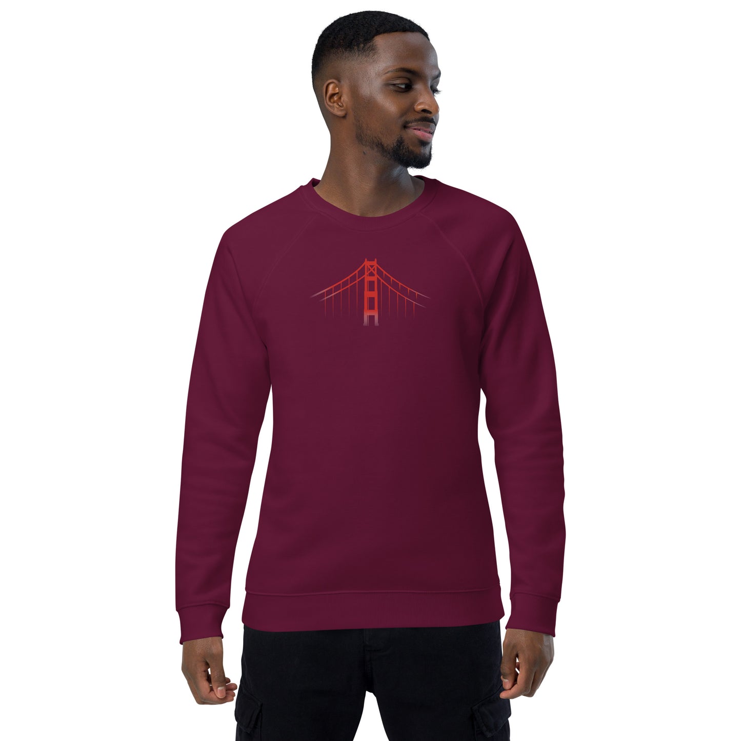 Golden Gate Bridge, Unisex organic raglan sweatshirt