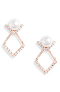 Pearl v Jacket Stud Earrings