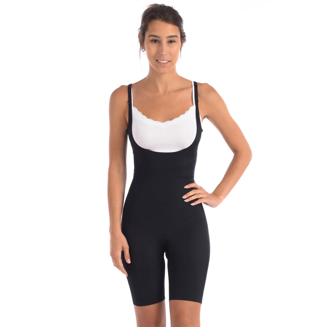 Bodysuit Shaper With Targeted Double Front Panel Black