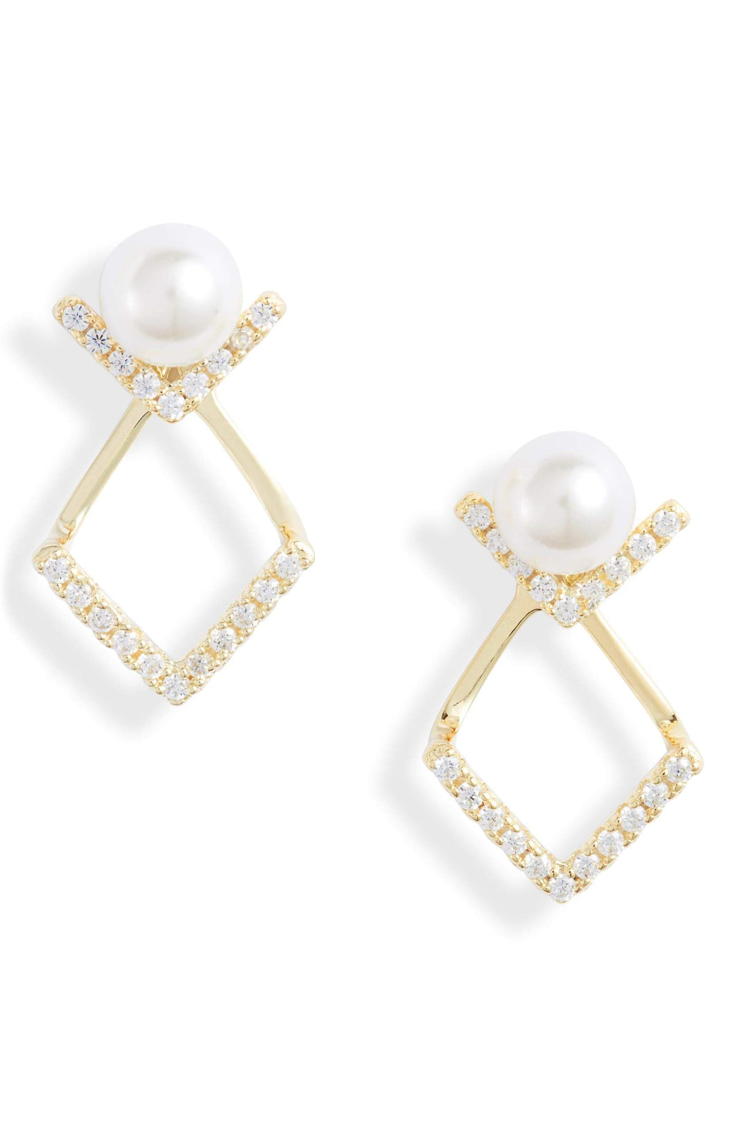 Pearl v Jacket Stud Earrings