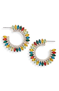 Crystal Fan Statement Hoops