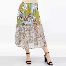 Load image into Gallery viewer, Animal Print Color Block Skirt - Green
