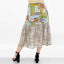 Load image into Gallery viewer, Animal Print Color Block Skirt - Green
