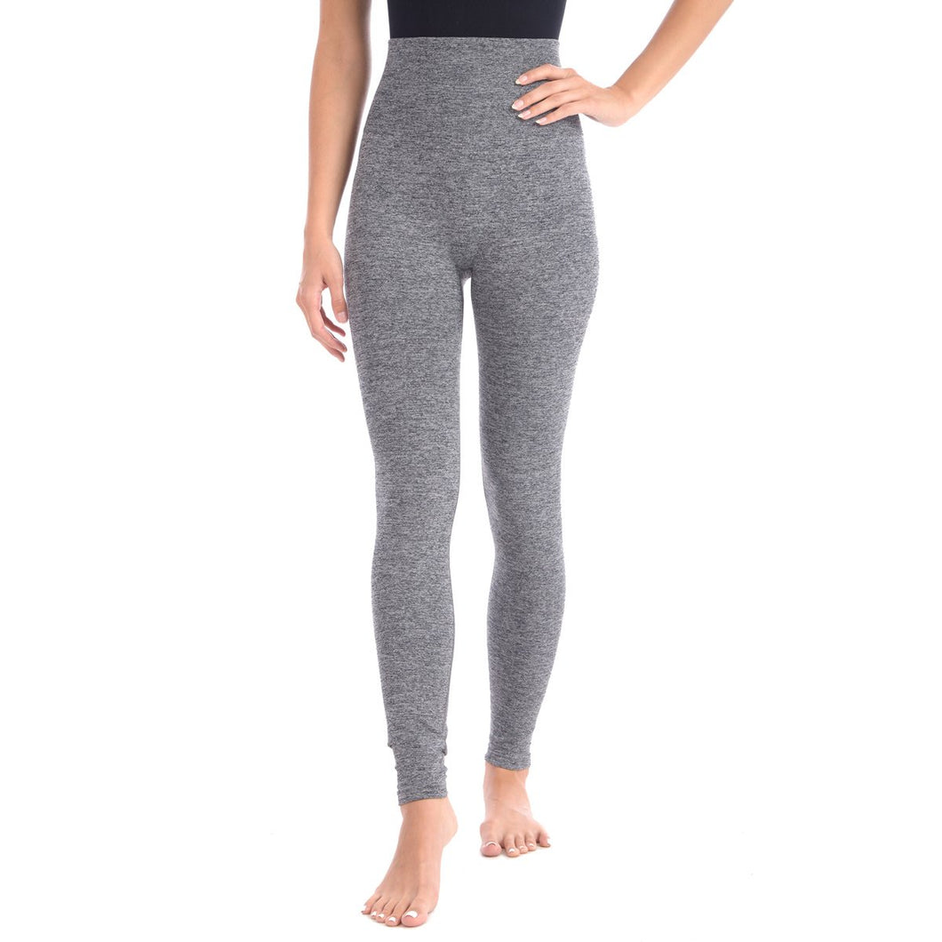 Leggings With Double Layer Hi-Waistband - Grey