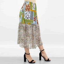 Load image into Gallery viewer, Animal Print Color Block Skirt - Green
